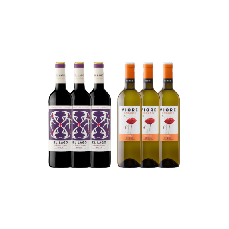 Pack 6 botellas Rioja El Lago tinto y Rueda Viore Verdejo