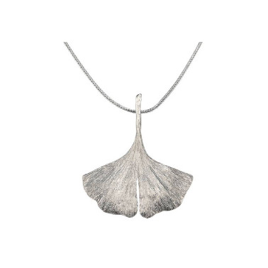 Collar de ginkgo en plata de ley