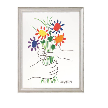 Pablo Picasso: Cuadro "Manos con ramo de flores"