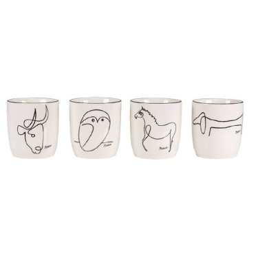 Pablo Picasso: Juego de 4 tazas con motivos  "Animaux"