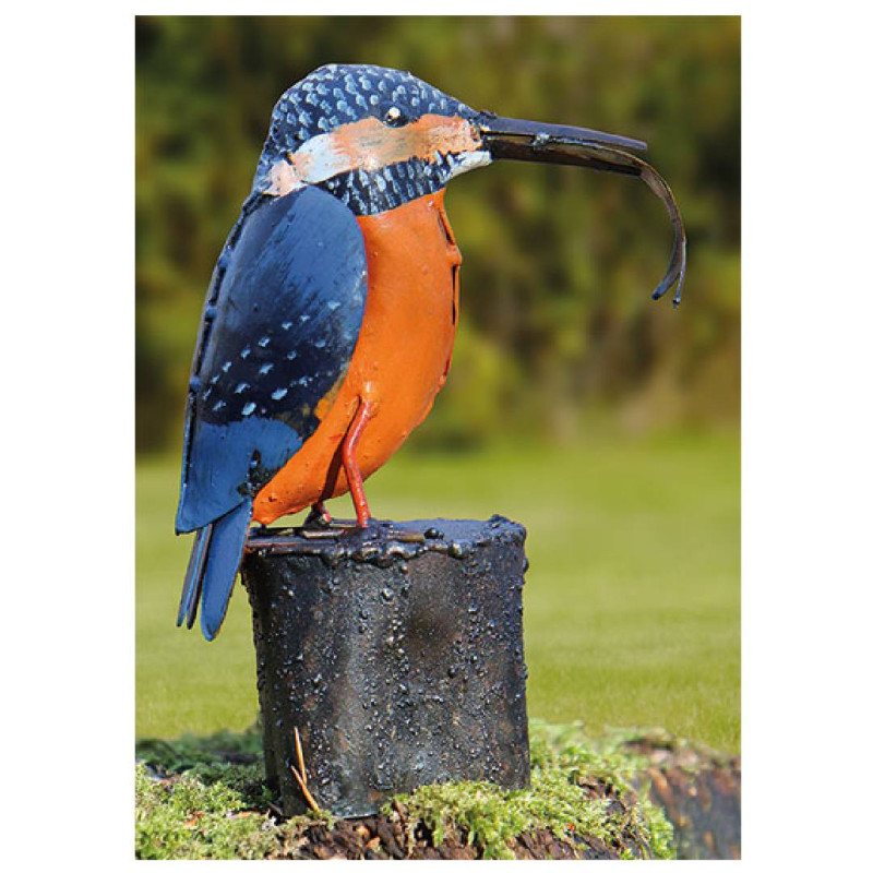 Adorno de jardín "Martín pescador con peces"